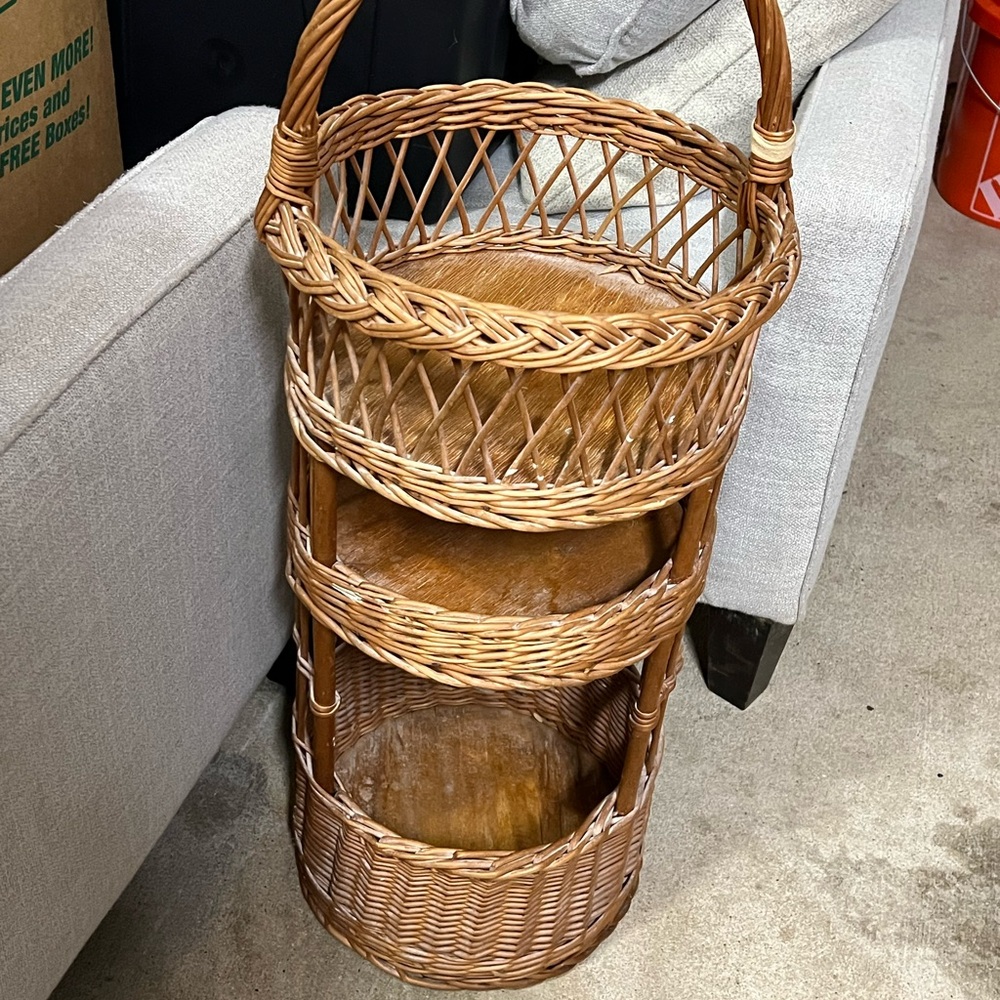 Vintage Wicker Basket Stand